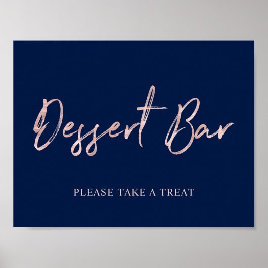 Roos Gold Modern borstelteken dessert Bar Poster (Voorkant)