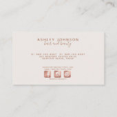 Roos Gold Modern Botanical Blush Social Horizontal Visitekaartje (Achterkant)