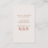 Roos Gold Modern Botanisch Blush Social Verticaal Visitekaartje (Achterkant)