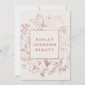 Roos Gold Modern Botanische Blush Gepersonaliseerd Notitiekaartje (Voorkant)