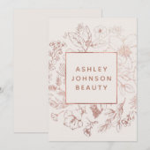 Roos Gold Modern Botanische Blush Gepersonaliseerd Notitiekaartje (Voorkant / Achterkant)
