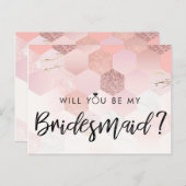 Roos Gold Modern Bridesmaid-voorstel Briefkaart (Voorkant / Achterkant)