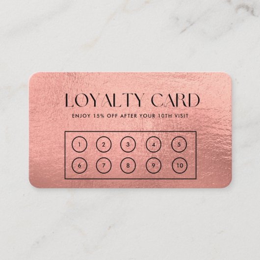 Roos Gold Modern Custom Loyalty Kaart Visitekaartje (Voorkant)