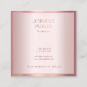 Roos Gold Modern Elegant Minimalist Sjabloon Vierkante Visitekaartje (Achterkant)