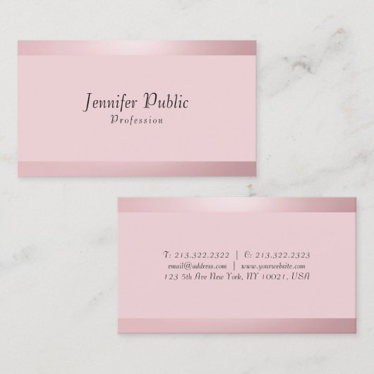 Roos Gold Modern Elegant Trendy Simple Sjabloon Visitekaartje (Voorkant / Achterkant)