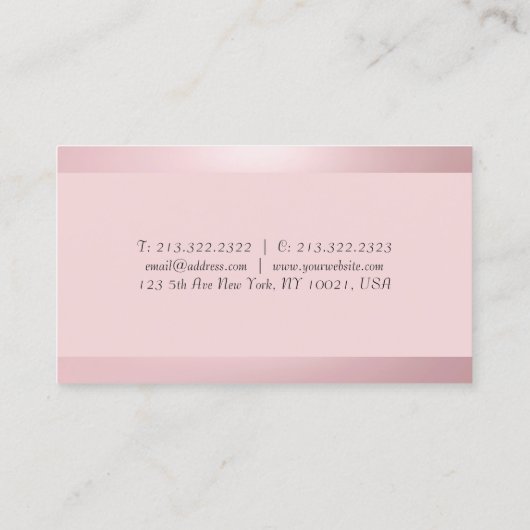 Roos Gold Modern Elegant Trendy Simple Sjabloon Visitekaartje (Achterkant)