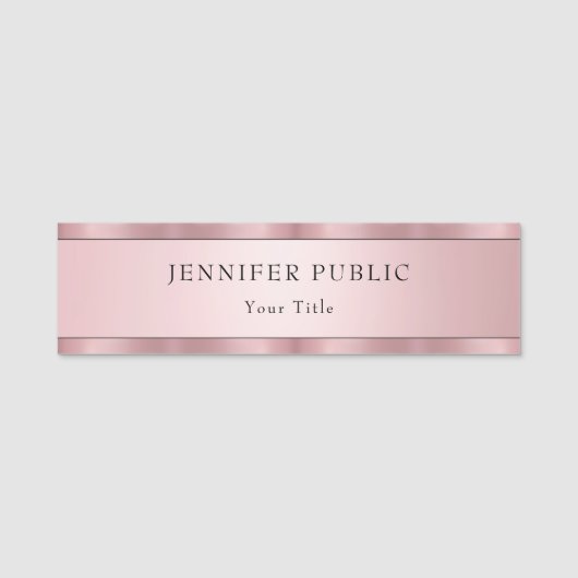 Roos Gold Modern Elegante Sjabloon Trendy Naamplaatje (Voorkant)
