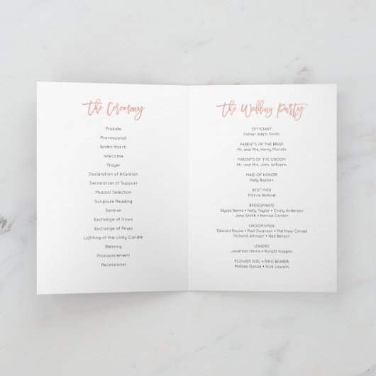 Roos Gold Modern Fairytale Wedding Program Booklet Programma (Binnen)