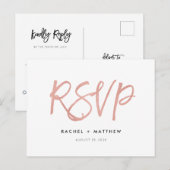 Roos Gold Modern Fairytale Wedding RSVP Briefkaart (Voorkant / Achterkant)