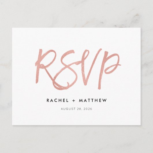 Roos Gold Modern Fairytale Wedding RSVP Briefkaart (Voorkant)