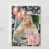 Roos Gold Modern Foto 19e verjaardag Kaart (Voorkant)