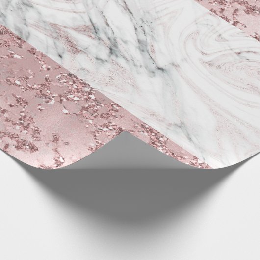Roos Gold Modern Glam Marble & Glitter Decorative Cadeaupapier (Hoek)