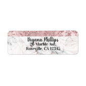 Roos Gold Modern Glam Marble & Glitter Decorative Etiket (Voorkant)
