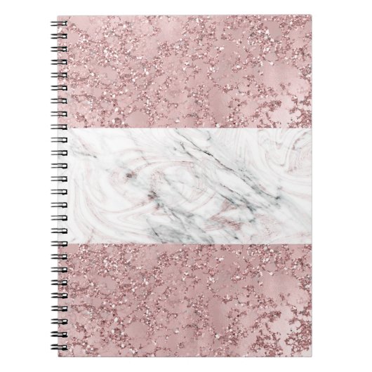 Roos Gold Modern Glam Marble & Glitter Decorative Notitieboek (Voorkant)