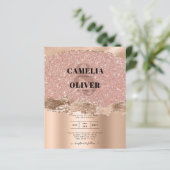 Roos Gold Modern Glamor Wedding Invite (Staand voorkant)