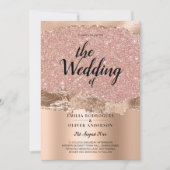 Roos Gold Modern Glamor Wedding Invite Kaart (Voorkant)