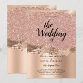 Roos Gold Modern Glamor Wedding Invite Kaart (Voorkant / Achterkant)