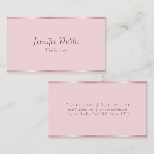 Roos Gold Modern Handgeschreven Script Sjabloon Ch Visitekaartje (Voorkant / Achterkant)