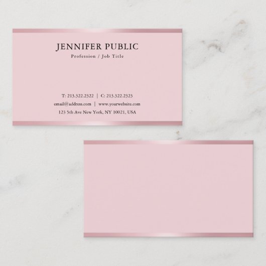 Roos Gold Modern legant Sjabloon Professional Visitekaartje (Voorkant / Achterkant)