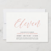 Roos Gold Modern Lettering 11e verjaardag Kaart (Voorkant)