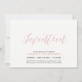 Roos Gold Modern Lettering 17e verjaardag Kaart (Voorkant)