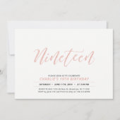 Roos Gold Modern Lettering 19e verjaardag Kaart (Voorkant)