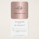 Roos Gold Modern Makeup Salon Appointment Card Vierkante Visitekaartjes (Voorkant /achterkant)