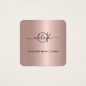 Roos Gold Modern Makeup Salon Appointment Card Vierkante Visitekaartjes (Voorkant)