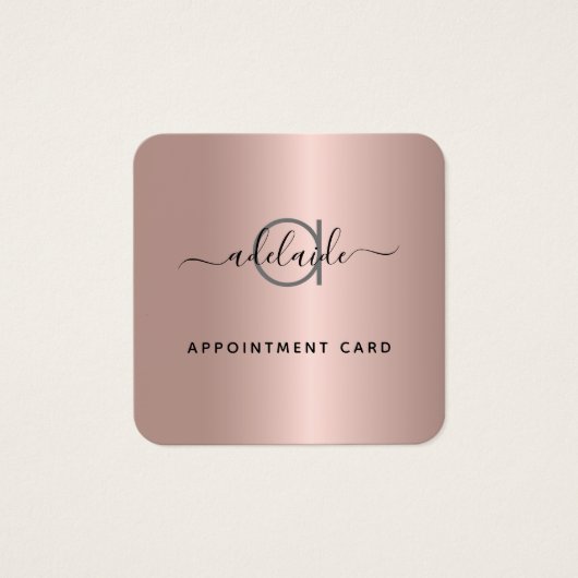 Roos Gold Modern Makeup Salon Appointment Card Vierkante Visitekaartjes (Voorkant)