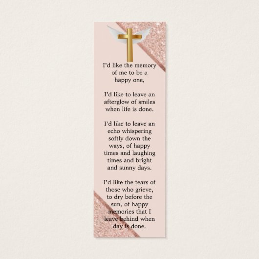 Roos Gold Modern Memorial Bladwijzer Mini Visitekaartjes (Achterkant)