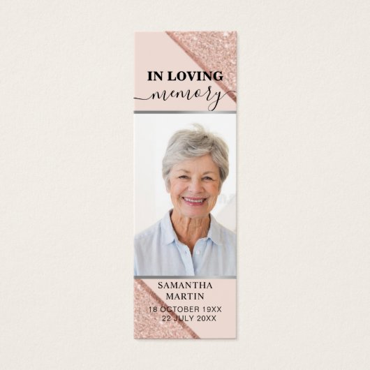 Roos Gold Modern Memorial Bladwijzer Mini Visitekaartjes (Voorkant)