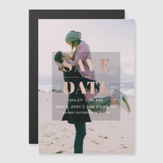 Roos Gold Modern Minimalist Foto Save the Date Magnetische Uitnodiging