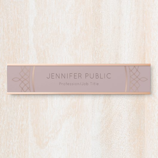 Roos Gold Modern minimalistische Sjabloon legant Deurbordje (Voorkant)