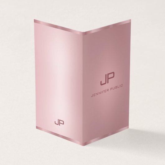 Roos Gold Modern Monogram Elegant Sjabloon Visitekaartje (Buitenkant)