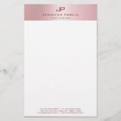 Roos Gold Modern Monogram Sjabloon Elegant Briefpapier (Voorkant)