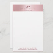 Roos Gold Modern Monogram Sjabloon Elegant Briefpapier (Voorkant / Achterkant)