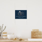Roos Gold Modern Rings Navy Wedding Welkom Poster (Keuken)