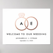 Roos Gold Modern Rings Weddenschap Welkom Poster (Voorkant)