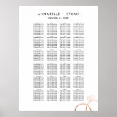 Roos Gold Modern Rings Wedding Seding Chart Poster (Voorkant)