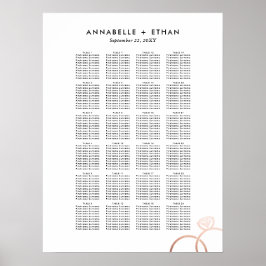 Roos Gold Modern Rings Wedding Seding Chart Poster