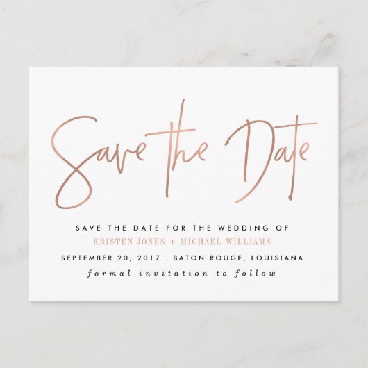 Roos Gold Modern Save the Date Aankondigingskaart (Voorkant)