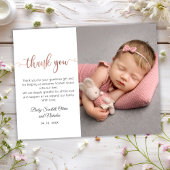 Roos Gold Modern Script Baby Foto Dank u Briefkaart