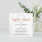 Roos Gold Modern Script | Marmeren koppels douchen Kaart (Staand voorkant)