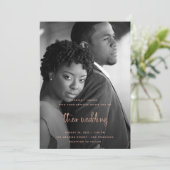 Roos Gold Modern Script met foto | Weddenschap Kaart (Staand voorkant)