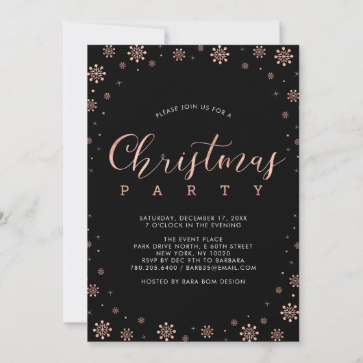 Roos Gold | Modern Snowflakes kerst Kaart (Voorkant)