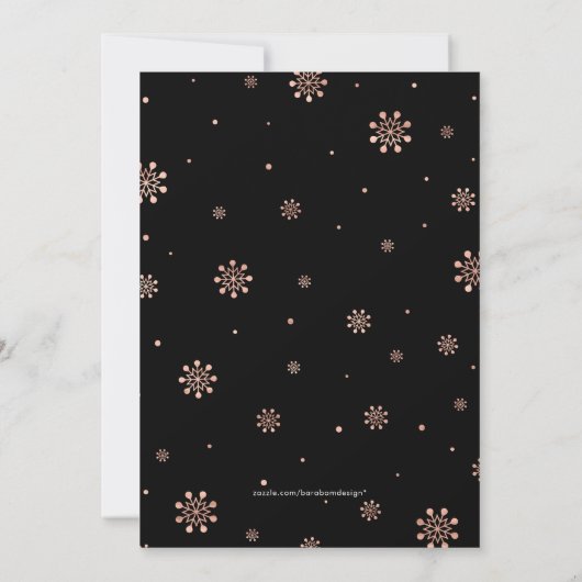 Roos Gold | Modern Snowflakes kerst Kaart (Achterkant)