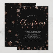 Roos Gold | Modern Snowflakes kerst Kaart (Voorkant / Achterkant)