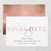 Roos Gold Modern stijlvolle handgeschreven kalligr Save The Date (Voorkant / Achterkant)