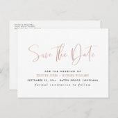 Roos Gold Modern Typografie Save the Date Aankondigingskaart (Voorkant / Achterkant)