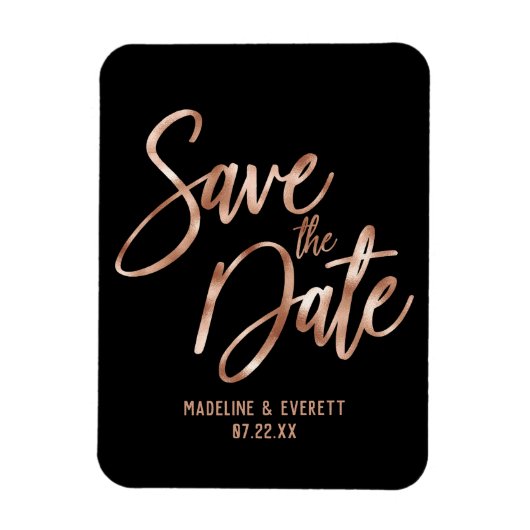 Roos Gold Modern Typografie Save the Date Wedding Magneet (Verticaal)